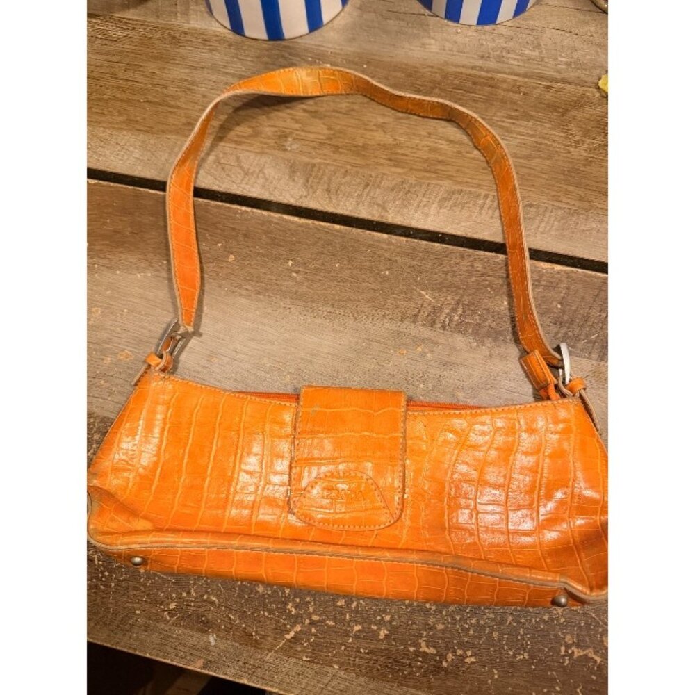 Vintage orange croc embossed Prada bag